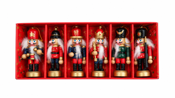 Orašari drveni božićni ornamenti set 6/1 dimenzije 8 cm