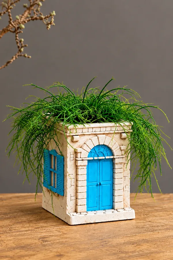 Mediteranska keramička kućica 10,3 X 8,6 X 12 cm